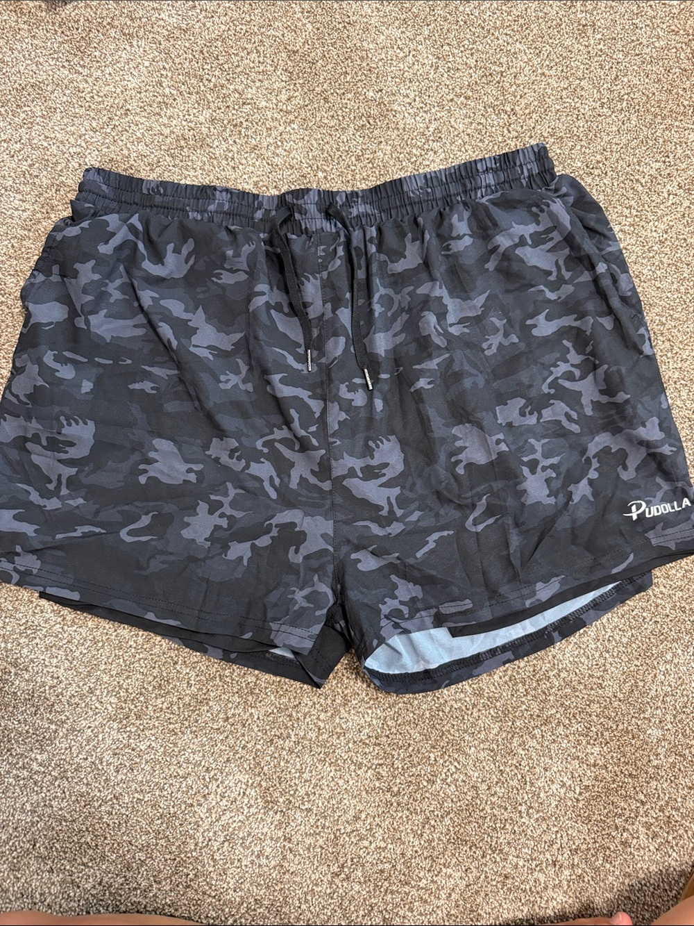 Pudolla Black & Charcoal Camo Running Shorts